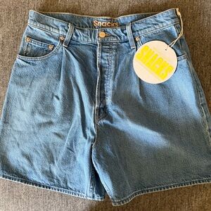 Mother Snacks Blue Denim Shorts